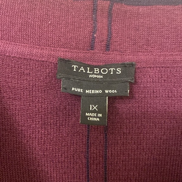 Talbots Pure Merino Wool Open Front Cardigan Sweater Size 1X - Picture 5 of 11